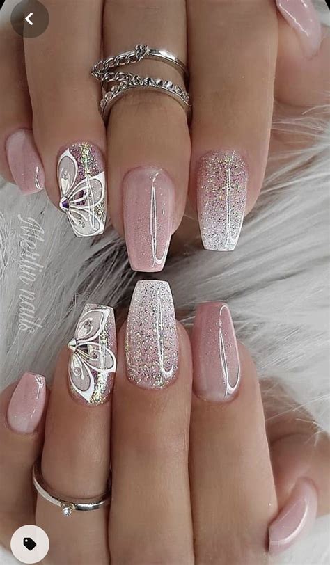 classy wedding nails with glitter|More.